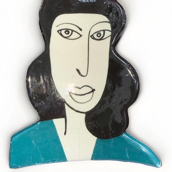 Other - Picasso Style Studio Pottery Wall Plaque Signed Abstract Female Portrait Ceramic